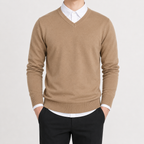 Men’s V Neck Jumper – Classic Knitted Long Sleeve Pullover