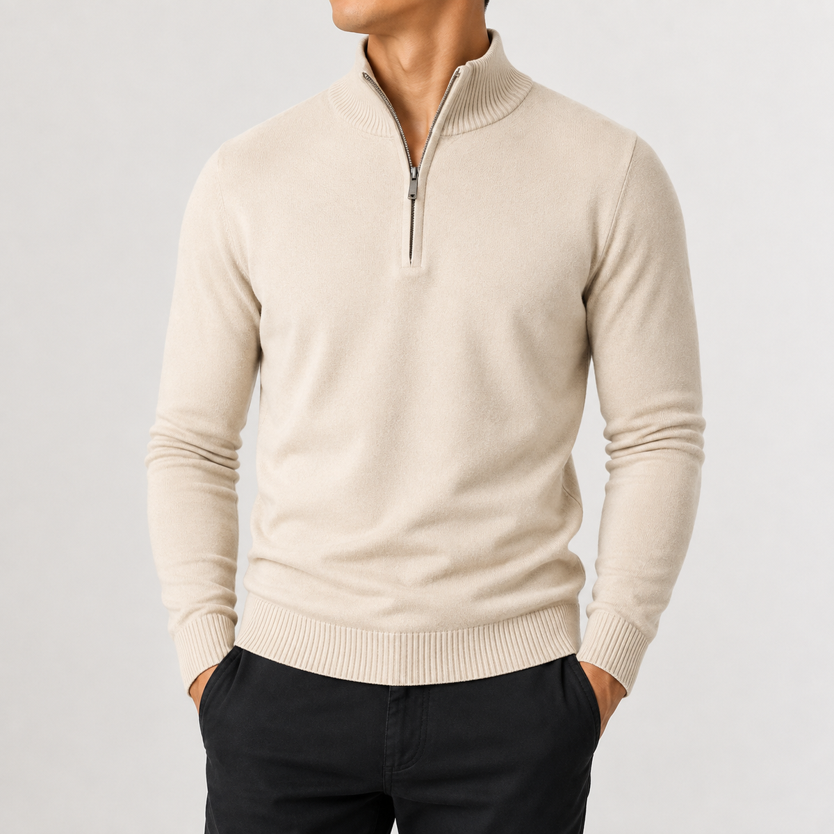 Men’s Quarter Zip Jumper – Classic Half Zip Knitted Pullover