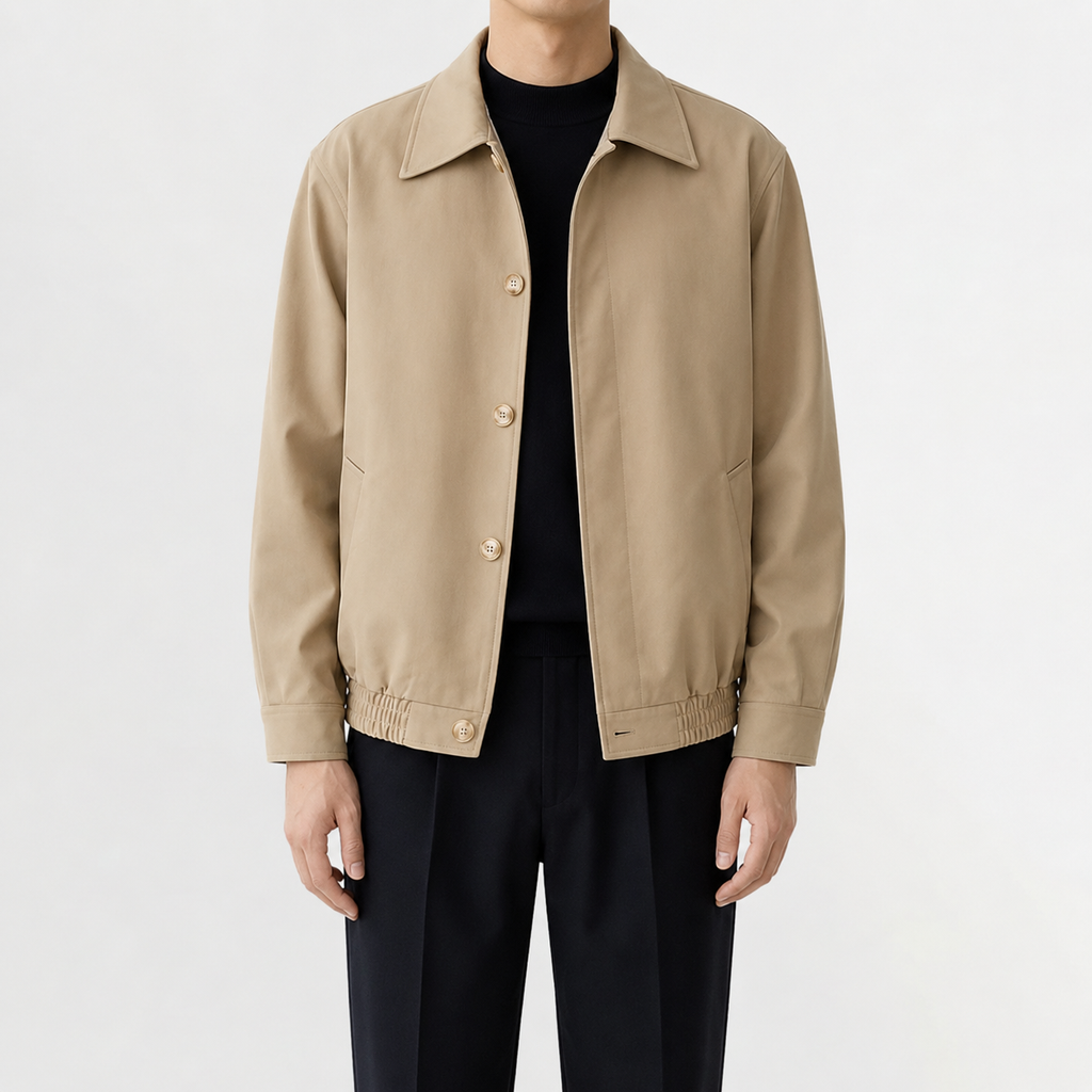 Men’s Overcoat – Relaxed Fit Cropped Casual Jacket for Autumn