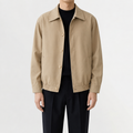 Men’s Overcoat – Relaxed Fit Cropped Casual Jacket for Autumn