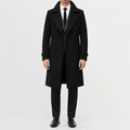Men’s Trench Coat – Double Breasted Long Wool-Style Winter Overcoat