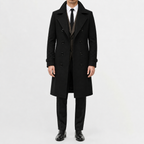 Men’s Trench Coat – Double Breasted Long Wool-Style Winter Overcoat