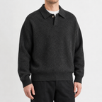 Men’s Polo Jumper – Relaxed Fit Knitted Pullover with Single Button Collar