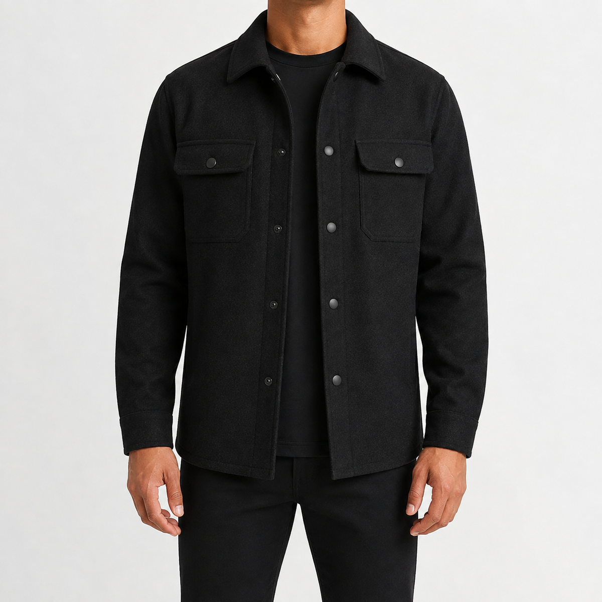 Men’s Shacket – Button Front Overshirt Jacket with Flap Pockets