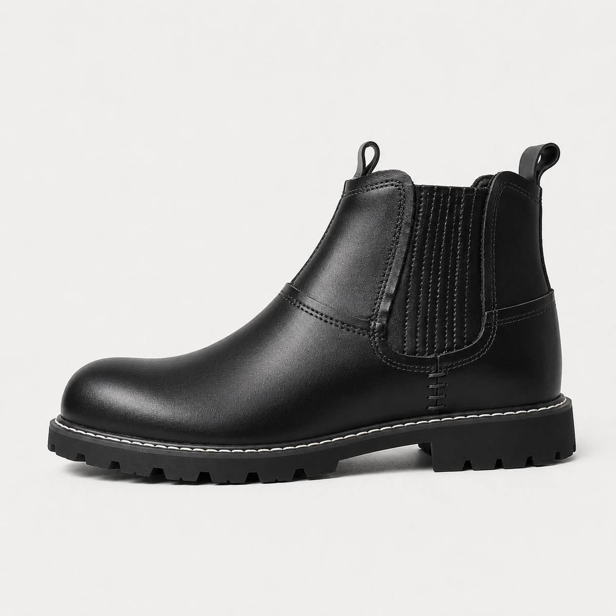 Men’s Leather Walking Boots – Round Toe Ankle Hiking Boots