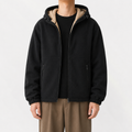 Men’s Fleece Jacket – Hooded Thickened Lambswool-Style Warm Cardigan Coat