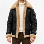 Men’s Leather Jacket – Faux Fur Lined Winter Coat with Thick Imitation Leather