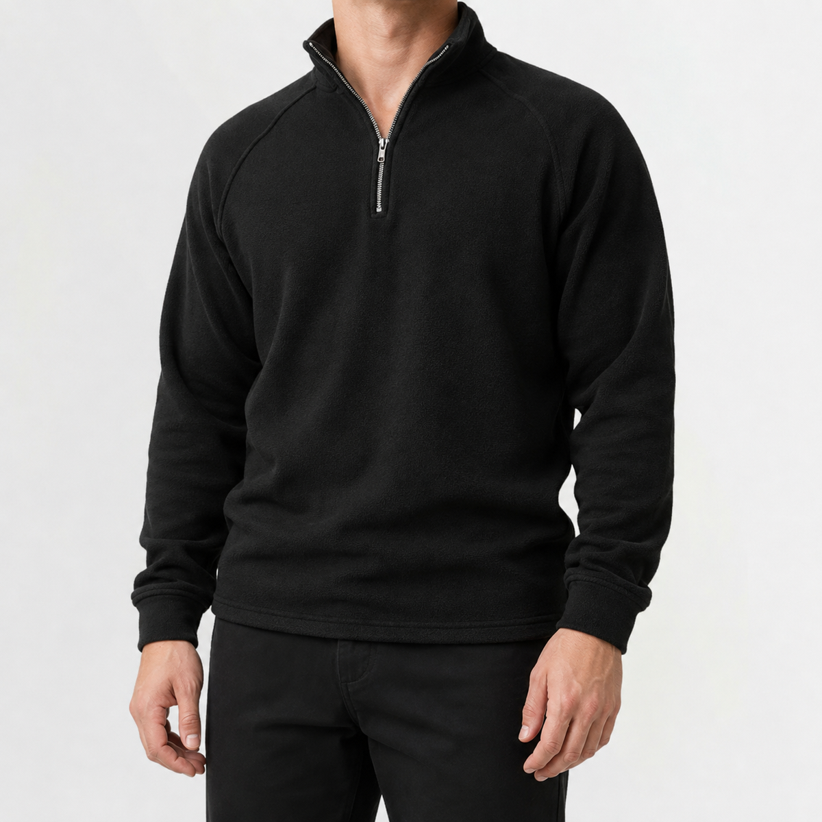 Men’s Fleece Quarter Zip – Slim Fit Stand Collar Warm Pullover Jumper