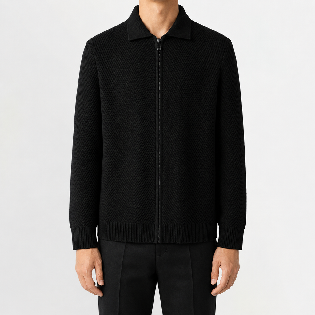 Men’s Knitted Cardigan – Full Zip Solid Colour Casual Jumper