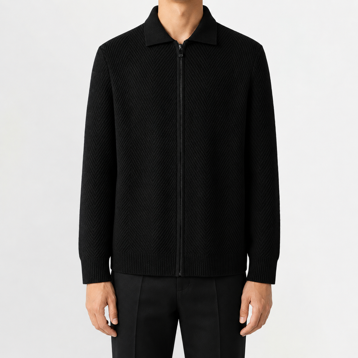 Men’s Knitted Cardigan – Full Zip Solid Colour Casual Jumper