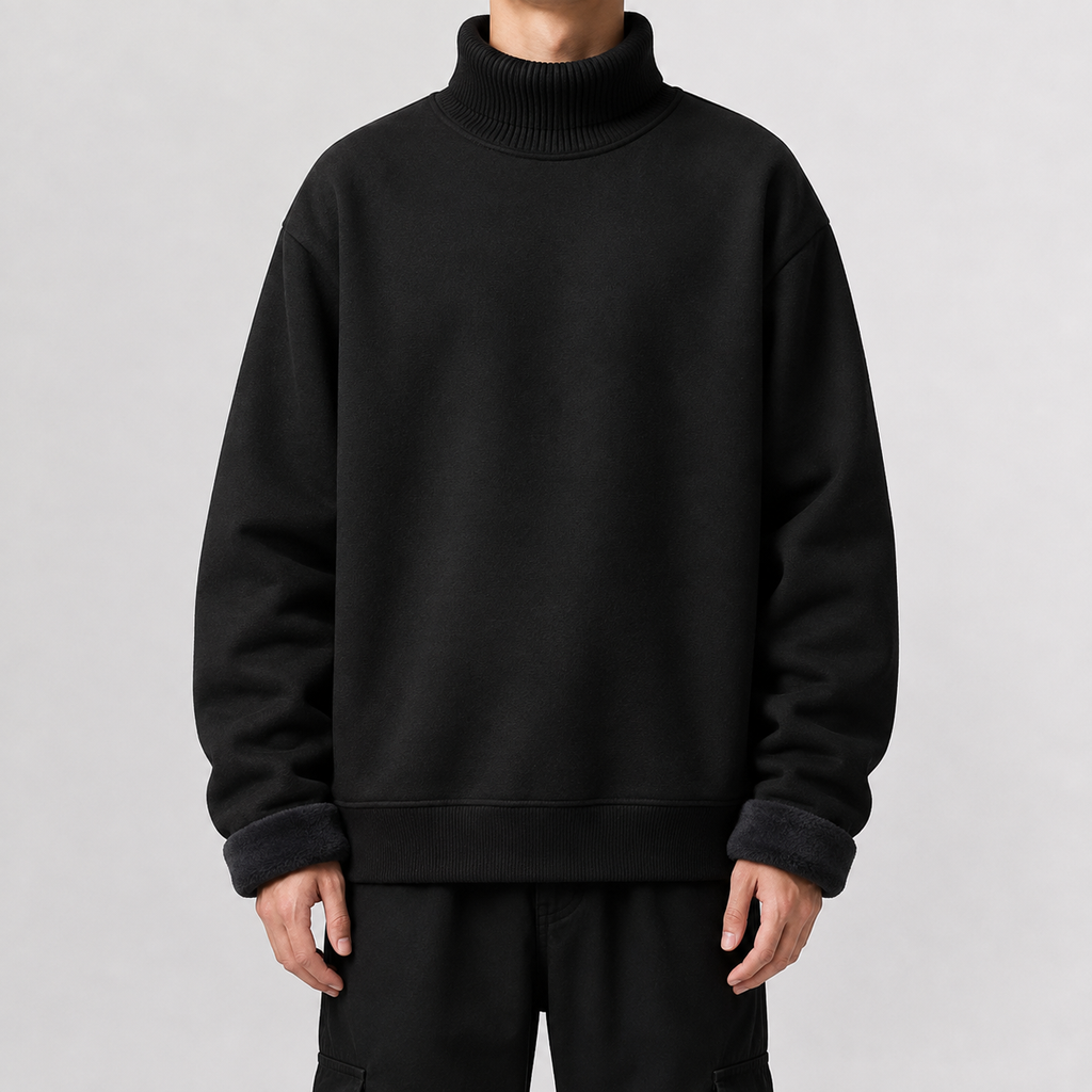 Men’s Fleece Lined Jumper – Knitted Long Sleeve Warm Base Layer