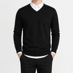 Men’s V Neck Jumper – Classic Knitted Long Sleeve Pullover