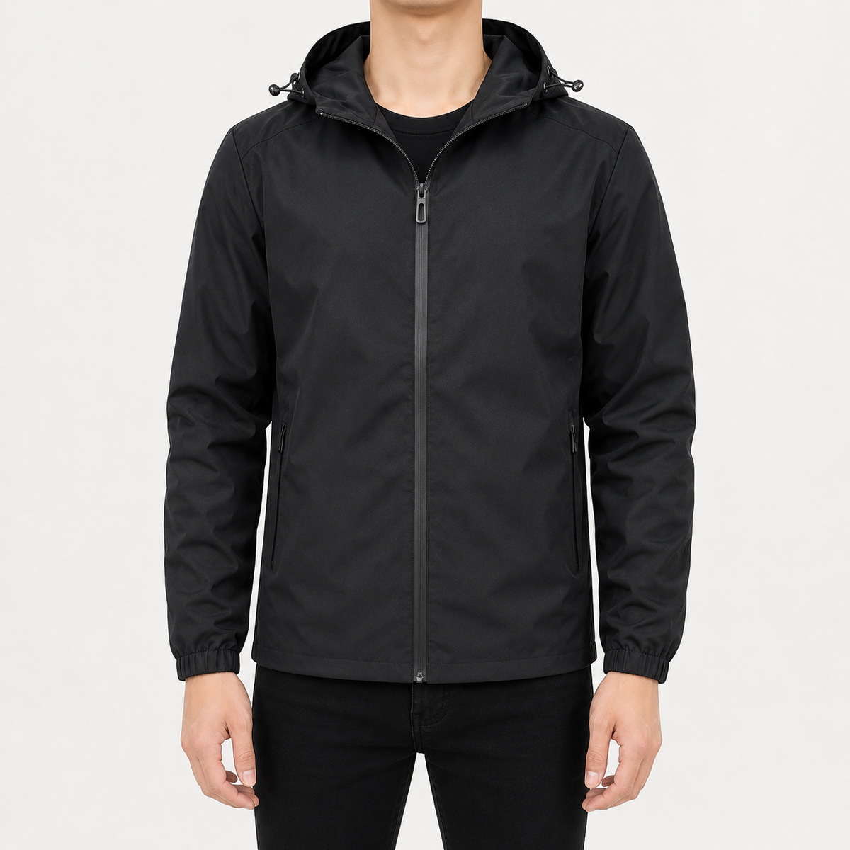 Men’s Waterproof Jacket – Hooded Casual Raincoat with Long Sleeves