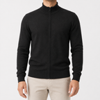 Men’s Zip Up Cardigan – Stand Collar Knitted Casual Jumper
