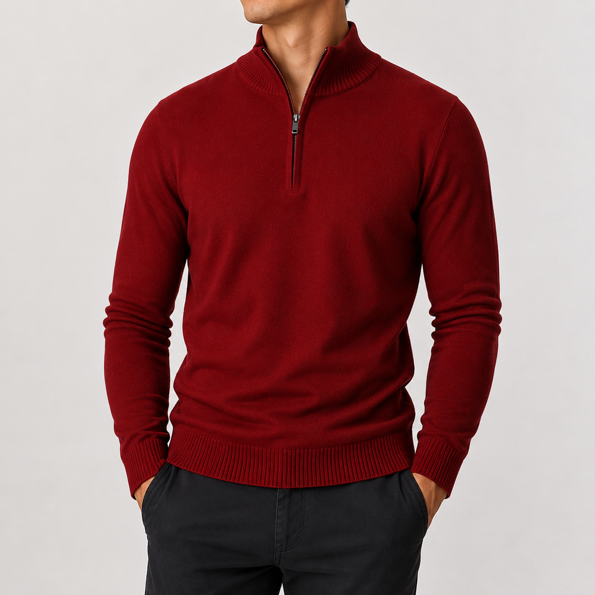 Men’s Quarter Zip Jumper – Classic Half Zip Knitted Pullover