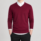 Men’s V Neck Jumper – Classic Knitted Long Sleeve Pullover
