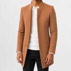 Men’s Overcoat – Slim Fit Solid Colour Long Coat for Smart Casual Wear