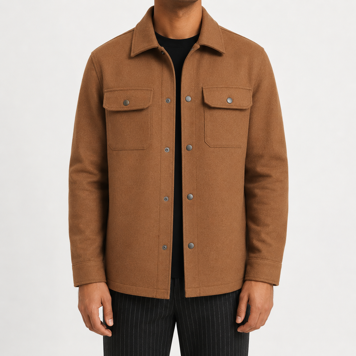 Men’s Shacket – Button Front Overshirt Jacket with Flap Pockets