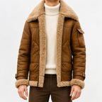 Men’s Leather Jacket – Faux Fur Lined Winter Coat with Thick Imitation Leather