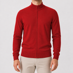 Men’s Zip Up Cardigan – Stand Collar Knitted Casual Jumper
