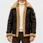 Men’s Leather Jacket – Faux Fur Lined Winter Coat with Thick Imitation Leather