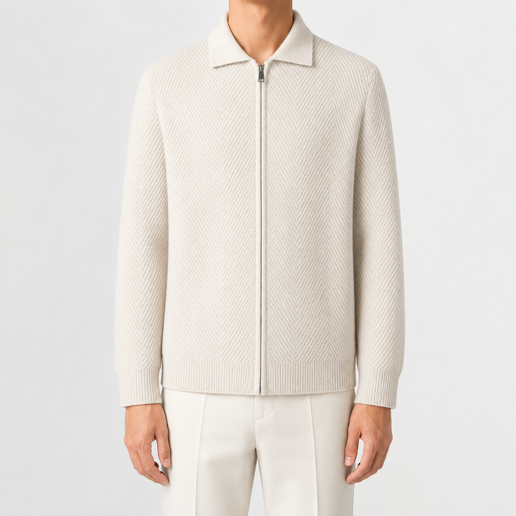 Men’s Knitted Cardigan – Full Zip Solid Colour Casual Jumper