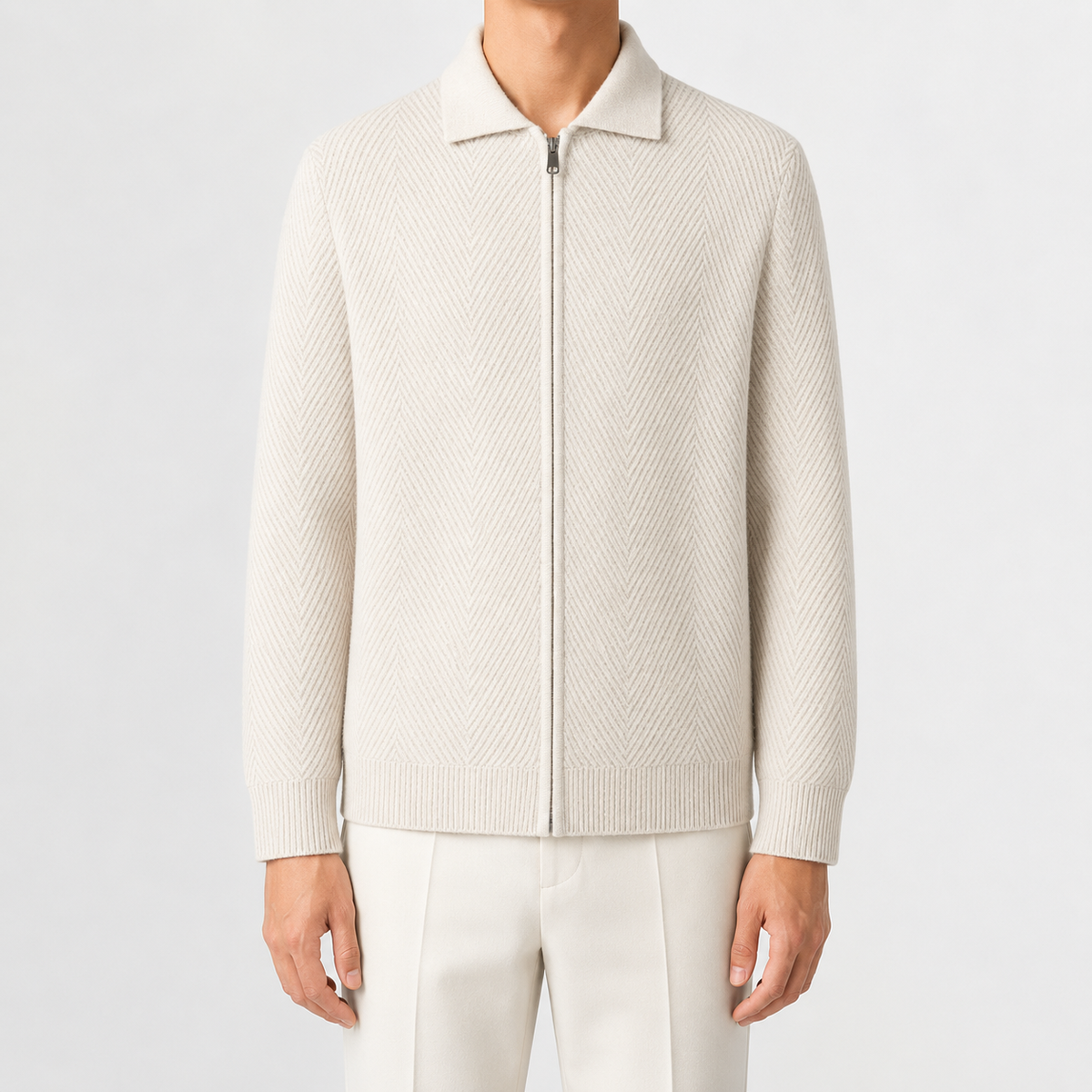 Men’s Knitted Cardigan – Full Zip Solid Colour Casual Jumper