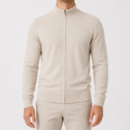 Men’s Zip Up Cardigan – Stand Collar Knitted Casual Jumper