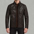 Men’s Leather Jacket – Winter Fleece-Lined Motorcycle Jacket with Zip Pockets