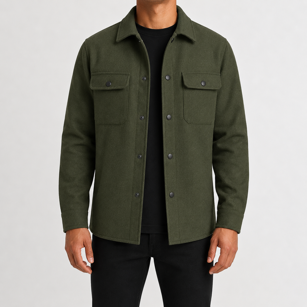 Men’s Shacket – Button Front Overshirt Jacket with Flap Pockets