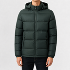 Men’s Hooded Quilted Jacket – Warm Padded Winter Coat with Hood