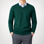 Men’s V Neck Jumper – Classic Knitted Long Sleeve Pullover