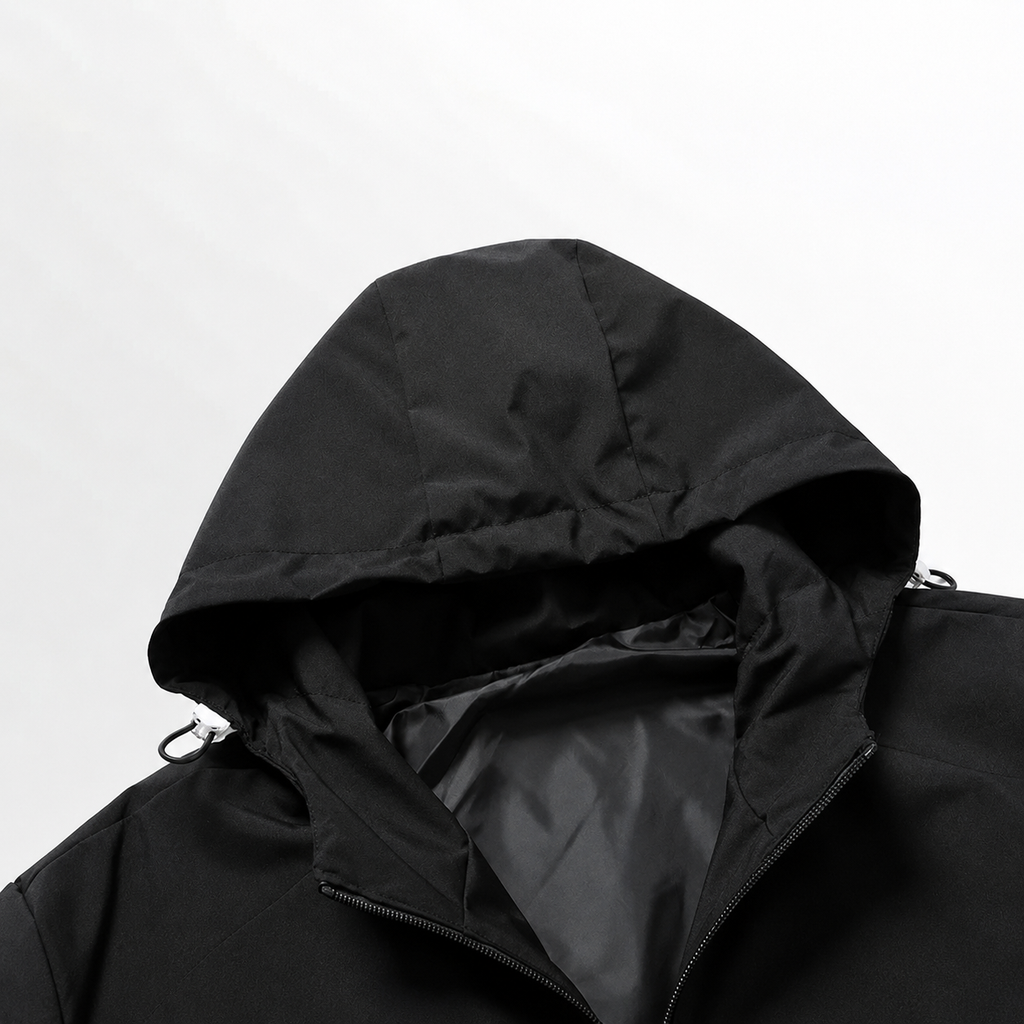 Men’s Waterproof Jacket – Hooded Casual Raincoat with Long Sleeves