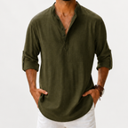 Men’s Linen Shirt – Loose Fit Long Sleeve Cotton Linen Casual Shirt