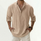 Men’s Linen Shirt – Loose Fit Long Sleeve Cotton Linen Casual Shirt