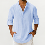 Men’s Linen Shirt – Loose Fit Long Sleeve Cotton Linen Casual Shirt