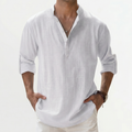 Men’s Linen Shirt – Loose Fit Long Sleeve Cotton Linen Casual Shirt