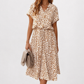 Women's Polka Dot Short Sleeve Maxi Dress
