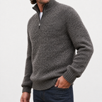 Men’s Quarter Zip Jumper – Long Sleeve Lapel Collar Casual Pullover