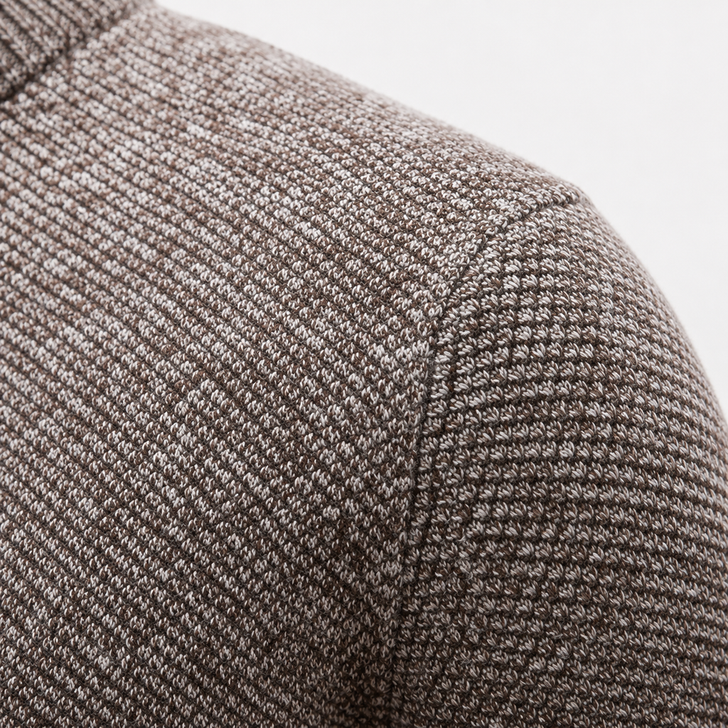 Men’s Quarter Zip Jumper – Plush High Neck Warm Knitted Pullover