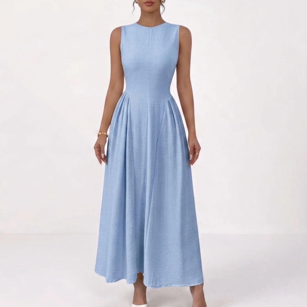 Women’s Midi Dress – Elegant Sleeveless Waist-Fit Figure-Flattering Dress