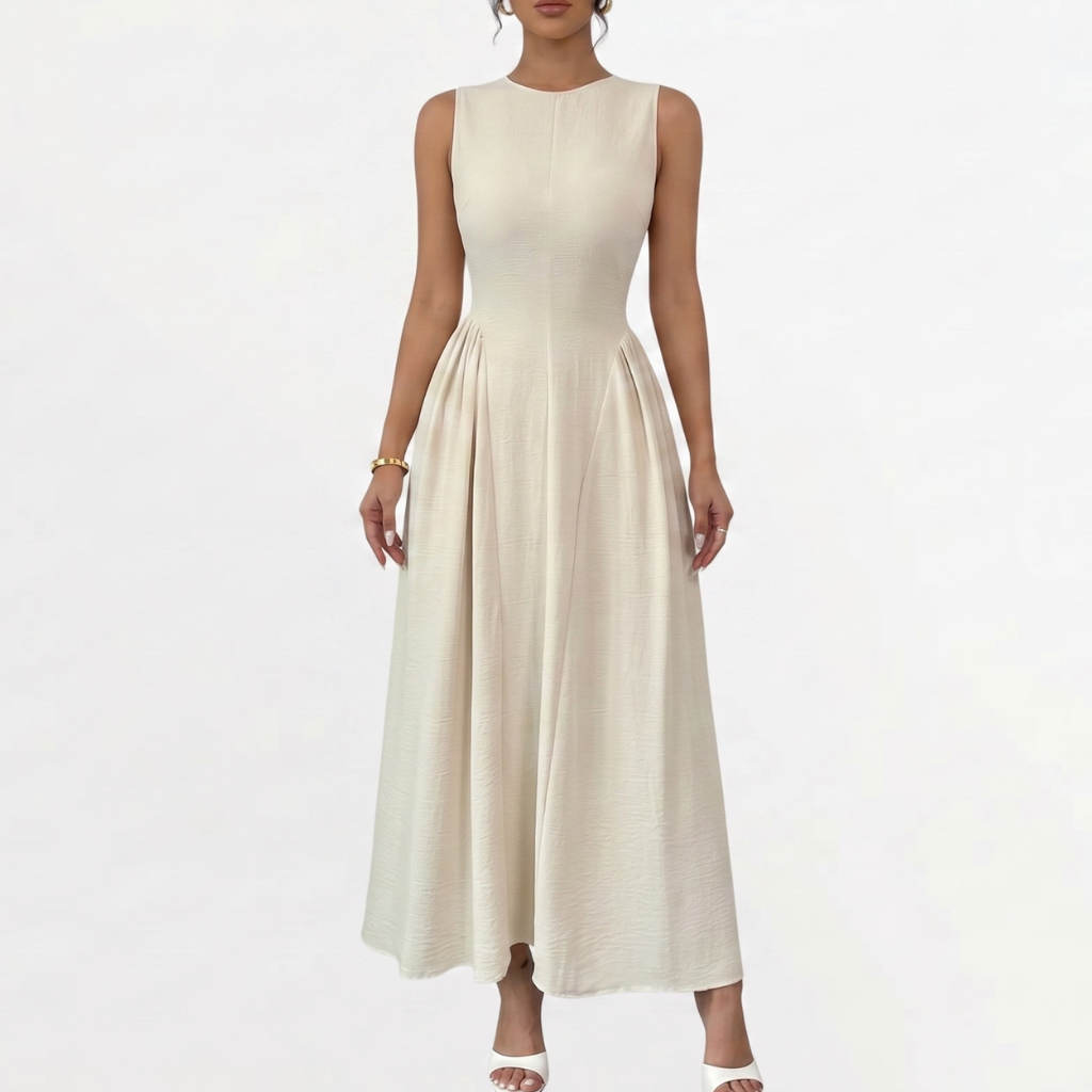 Women’s Midi Dress – Elegant Sleeveless Waist-Fit Figure-Flattering Dress
