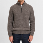 Men’s Quarter Zip Jumper – Long Sleeve Lapel Collar Casual Pullover