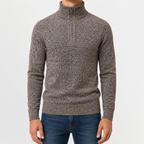 Men’s Quarter Zip Jumper – Plush High Neck Warm Knitted Pullover