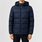 Men’s Hooded Quilted Jacket – Warm Padded Winter Coat with Hood