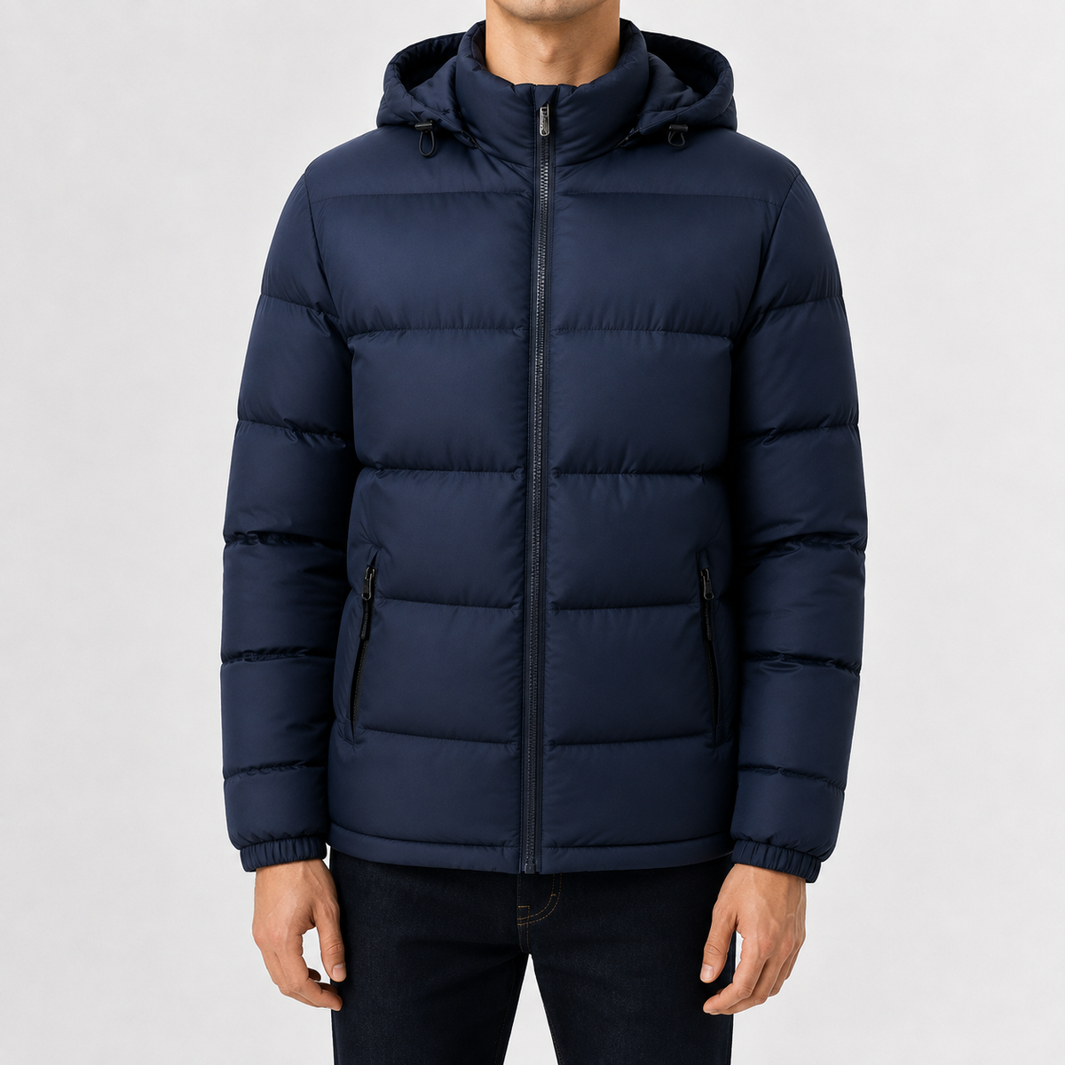 Men’s Hooded Quilted Jacket – Warm Padded Winter Coat with Hood