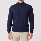 Men’s Zip Up Cardigan – Stand Collar Knitted Casual Jumper