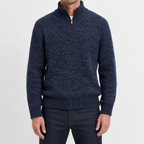 Men’s Quarter Zip Jumper – Long Sleeve Lapel Collar Casual Pullover