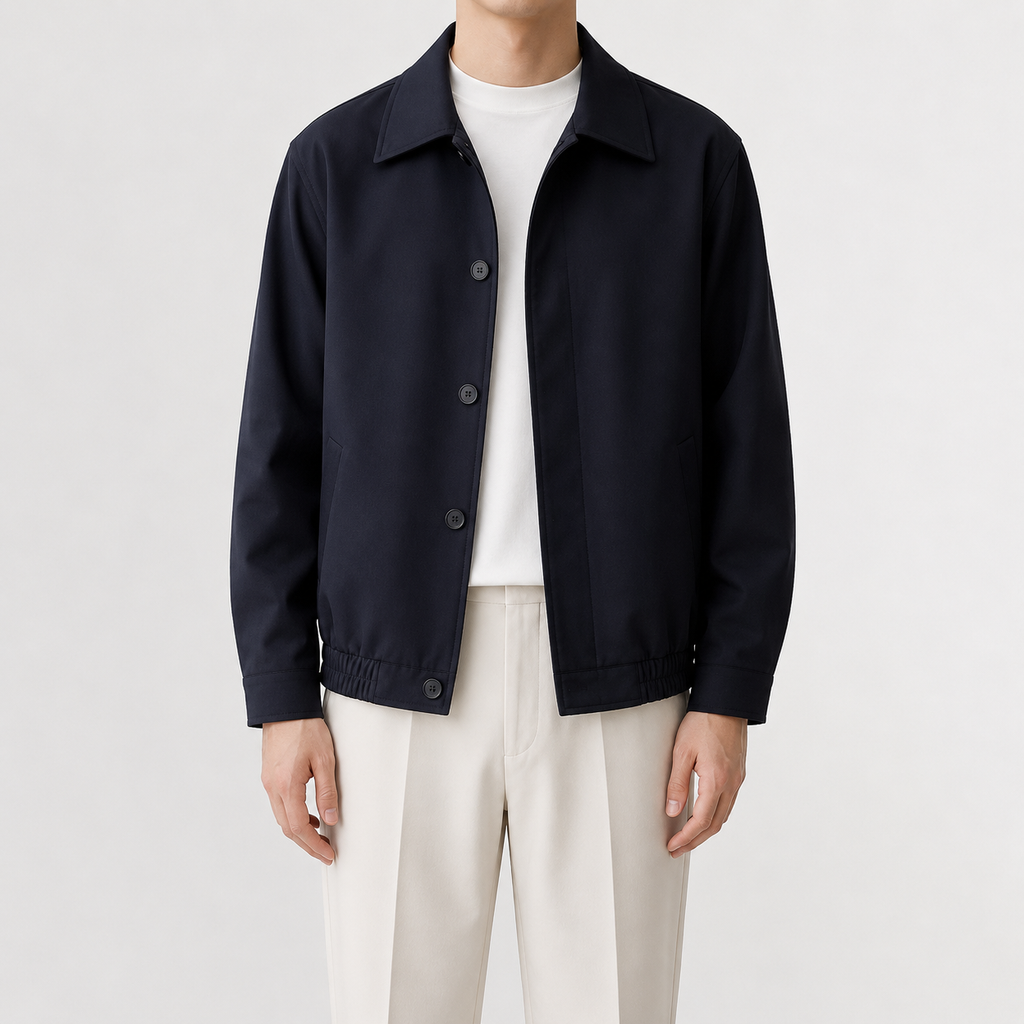Men’s Overcoat – Relaxed Fit Cropped Casual Jacket for Autumn