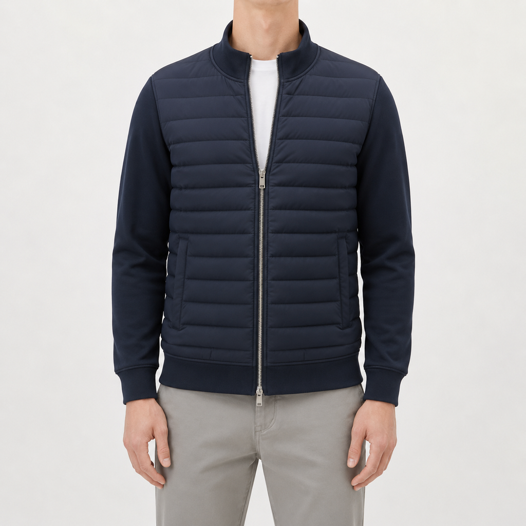 Men’s Lightweight Jacket – Stand Collar Knitted Winter Padded Coat